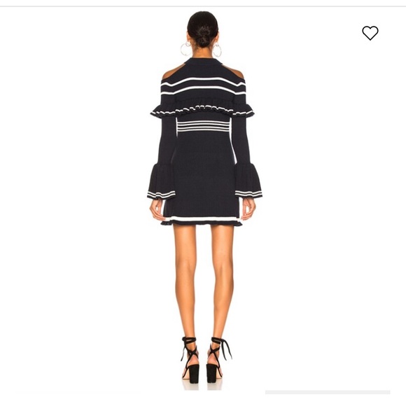 ❤️Self-Portrait Stripe Frill Cold Shoulder Sweater Dress❤️ - Picture 3 of 5